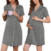 Ekouaer Nursing Nightgown Labor and Delivery Gown Maternity Pajamas Dress(Grey)