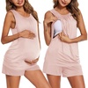 Ekouaer Nursing Pajamas Set Postpartum Tank Tops and Shorts(Pink)
