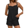 Ekouaer Womens Sleeveless Pajamas Sets Cute Tank Top and Shorts Lounge Set(Black)