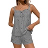 Ekouaer Womens Sleeveless Pajamas Sets Cute Tank Top and Shorts Lounge Set(Grey Bow)