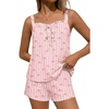 Ekouaer Womens Sleeveless Pajamas Sets Cute Tank Top and Shorts Lounge Set(Heart Bow Pink)