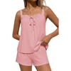 Ekouaer Womens Sleeveless Pajamas Sets Cute Tank Top and Shorts Lounge Set(Pink)