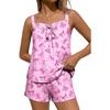 Ekouaer Womens Sleeveless Pajamas Sets Cute Tank Top and Shorts Lounge Set(Pink Bow)