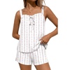 Ekouaer Womens Sleeveless Pajamas Sets Cute Tank Top and Shorts Lounge Set(Pink Patterned Bow)