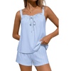 Ekouaer Womens Sleeveless Pajamas Sets Cute Tank Top and Shorts Lounge Set(Striped)