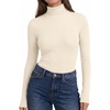 Ekouaer Womens Turtleneck Tops Winter Ribbed Long Sleeve Shirts(Beige)