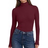 Ekouaer Womens Turtleneck Tops Winter Ribbed Long Sleeve Shirts(Burgundy)