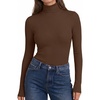 Ekouaer Womens Turtleneck Tops Winter Ribbed Long Sleeve Shirts(Coffee Brown)