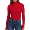 Ekouaer Womens Turtleneck Tops Winter Ribbed Long Sleeve Shirts(Red)
