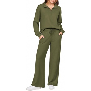 Ekouaer 2 Piece Sets for Women Half Zip Lounge Sets Matching Fall Outfits(Army Green)