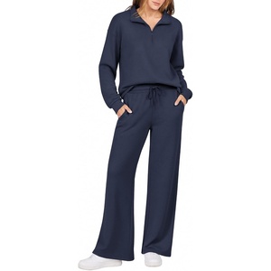 Ekouaer 2 Piece Sets for Women Half Zip Lounge Sets Matching Fall Outfits(Dark Blue)
