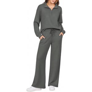 Ekouaer 2 Piece Sets for Women Half Zip Lounge Sets Matching Fall Outfits(Dark Gray)