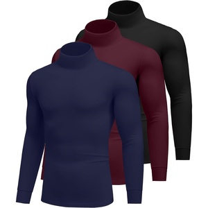 Ekouaer 3 Packs Men Turtleneck Shirts Long Sleeve Thermal Tops Causal Lightweight Pullover S-XXXL(3pcs Black / Burgundy Red / Navy)