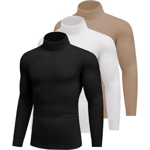 Ekouaer 3 Packs Men Turtleneck Shirts Long Sleeve Thermal Tops Causal Lightweight Pullover S-XXXL(3pcs Black / Khaki / White)