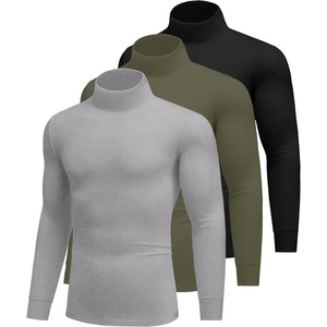 Ekouaer 3 Packs Men Turtleneck Shirts Long Sleeve Thermal Tops Causal Lightweight Pullover S-XXXL(3pcs Black / Light Grey / Army Green)