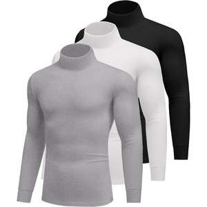 Ekouaer 3 Packs Men Turtleneck Shirts Long Sleeve Thermal Tops Causal Lightweight Pullover S-XXXL(3pcs Black / Light Grey / White)