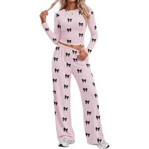 Ekouaer Lounge Sets for Women 2 Piece Matching Outfits 2026(Pink/Black Bow)