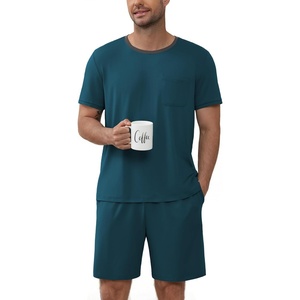Ekouaer Mens Pajamas Sets Shorts Soft Short Sleeve Pjs(Green)