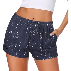 Ekouaer Womens Pajama Shorts Soft Lounge Pj Bottoms Sleep Short with Pocket(Navy Star)
