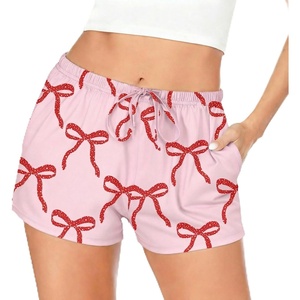 Ekouaer Womens Pajama Shorts Soft Lounge Pj Bottoms Sleep Short with Pocket(Pink Bow)