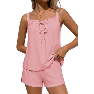 Ekouaer Womens Sleeveless Pajamas Sets Cute Tank Top and Shorts Lounge Set(Pink)