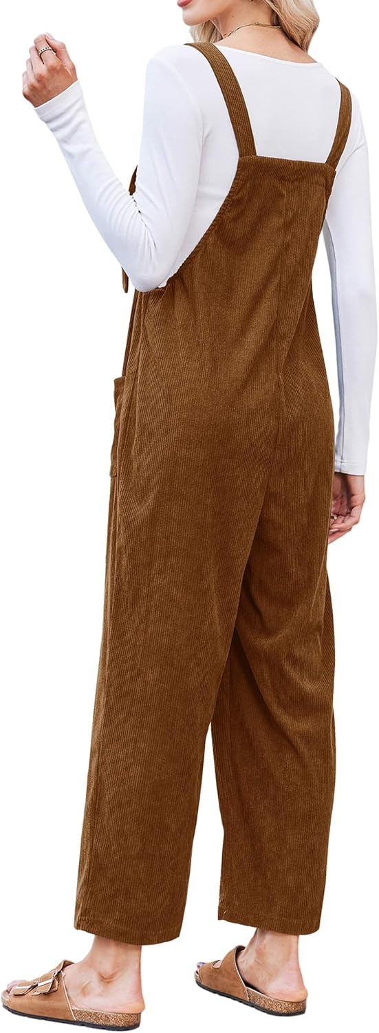 image:imageEkouaer Corduroy Overalls for Women Loose Fit Casual Fall JumpsuitsLight Brown