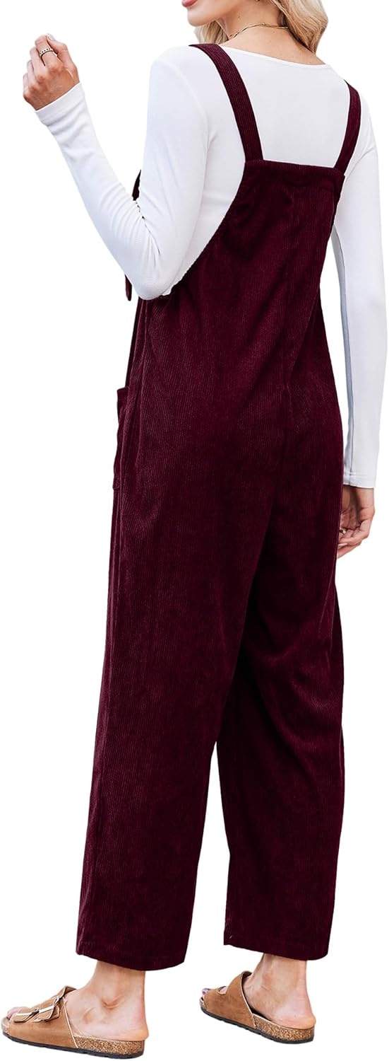 image:imageEkouaer Corduroy Overalls for Women Loose Fit Casual Fall JumpsuitsRed