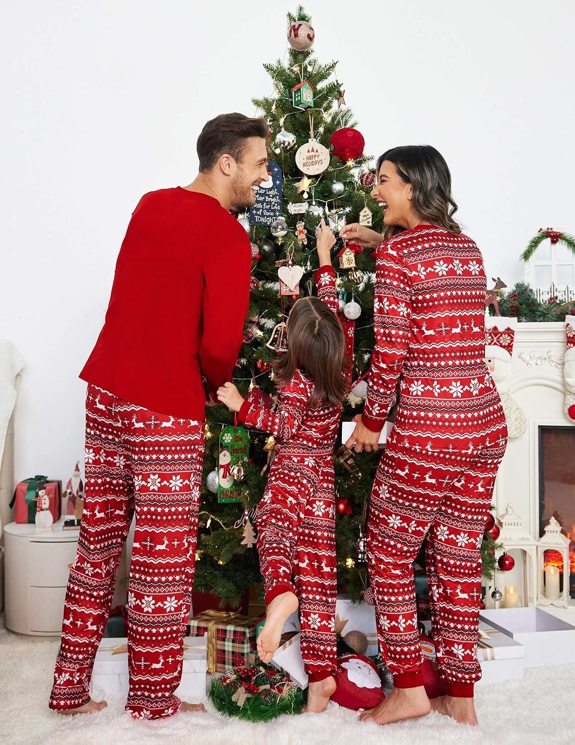 image:imageEkouaer Family Christmas Pajamas Matching Sets Pjs Holiday Lounge Sets01 Redsnowflake