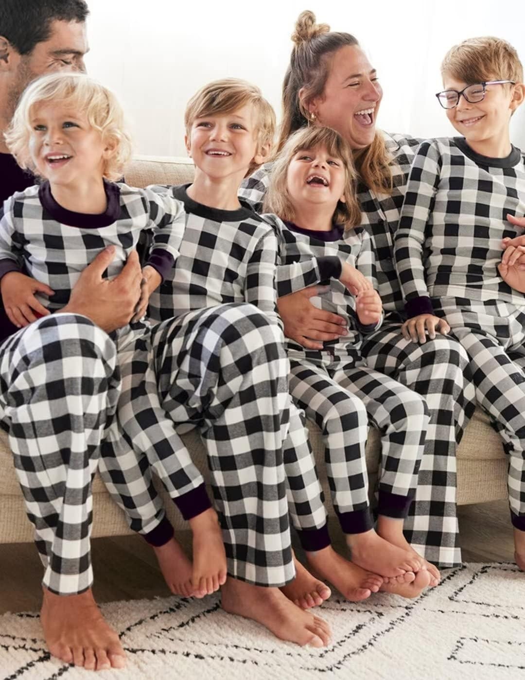 image:imageEkouaer Family Christmas Pajamas Matching Sets Pjs Holiday Lounge SetsBlack Whitebuffalo Plaid