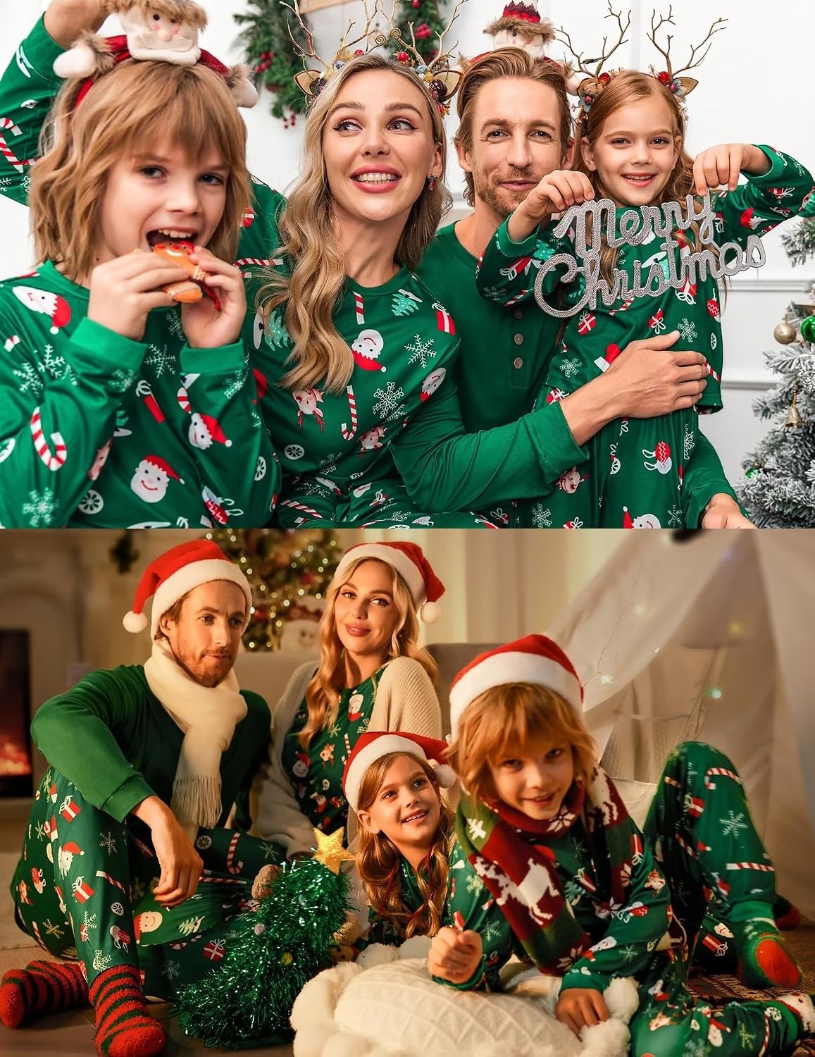 image:imageEkouaer Family Christmas Pajamas Matching Sets Pjs Holiday Lounge SetsGreenchristmas