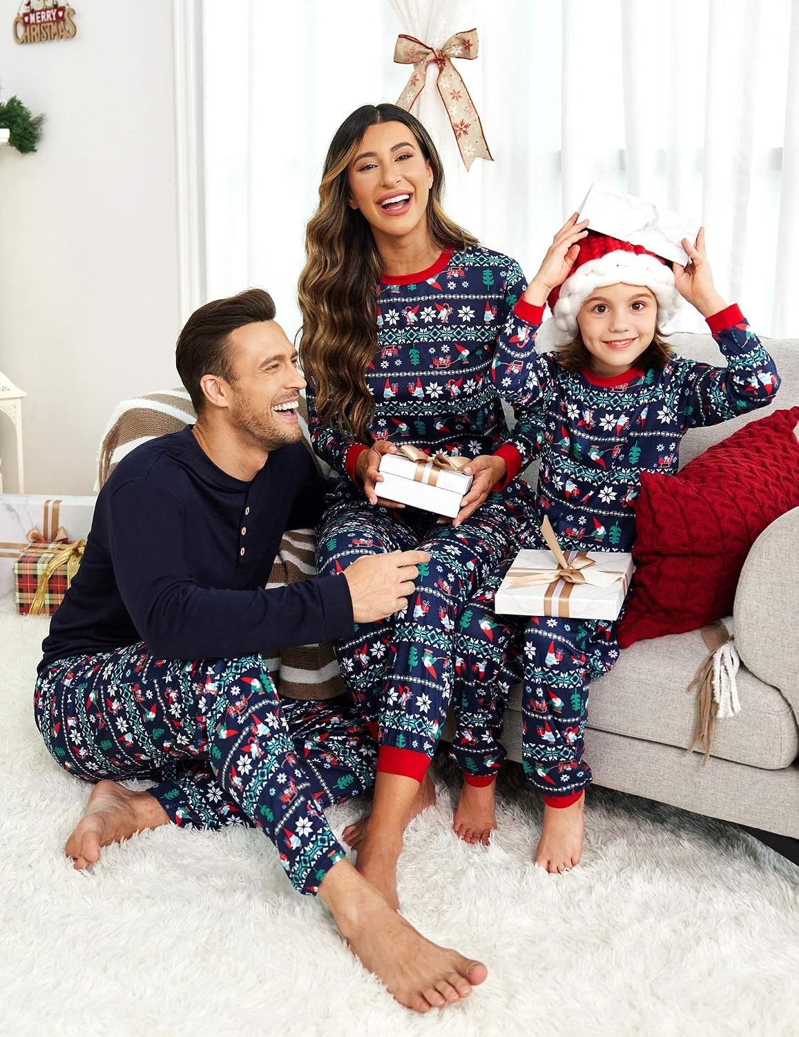 image:imageEkouaer Family Christmas Pajamas Matching Sets Pjs Holiday Lounge SetsNavy