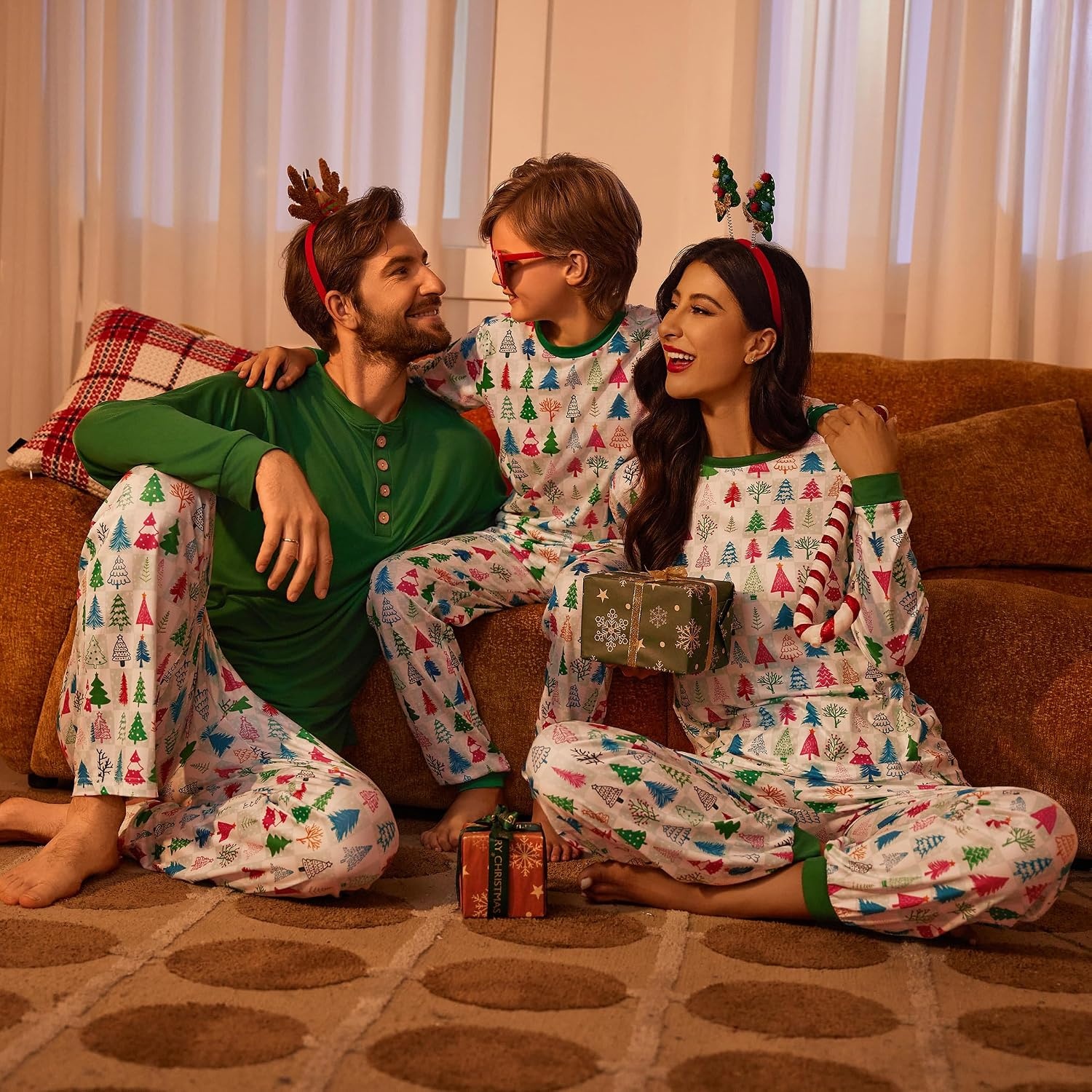 image:imageEkouaer Family Christmas Pajamas Matching Sets Pjs Holiday Lounge SetsWhite Christmas Tree