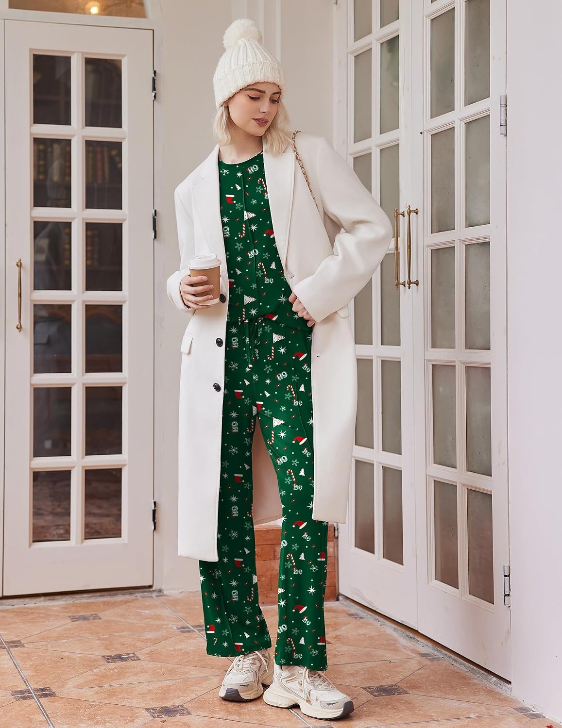 image:imageEkouaer Pajama Sets Women 2 Piece Long Sleeve Sleepwear Cozy Pjs LoungewearChristmas Green