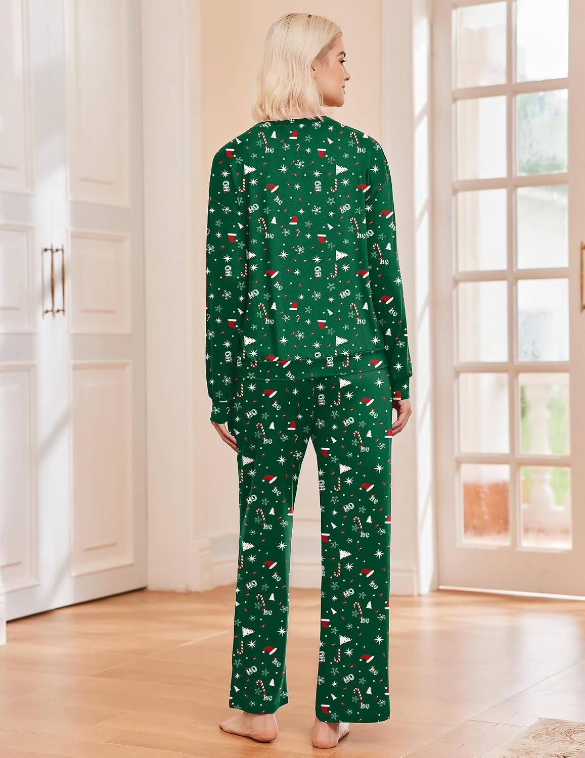 image:imageEkouaer Pajama Sets Women 2 Piece Long Sleeve Sleepwear Cozy Pjs LoungewearChristmas Green