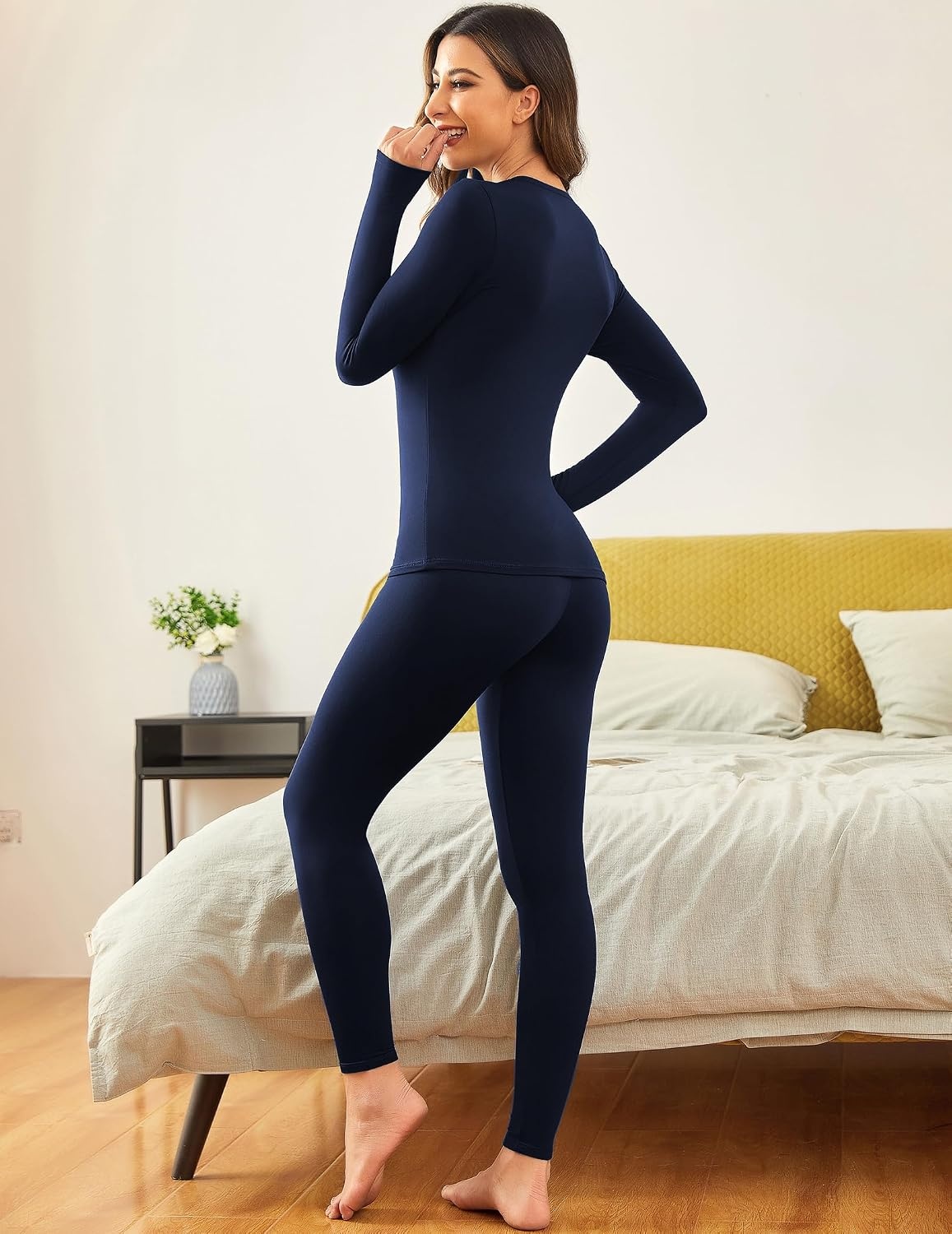 image:imageEkouaer Thermal Underwear for Women Long Johns Sets Lightweight Base LayerBlackNavyWhite