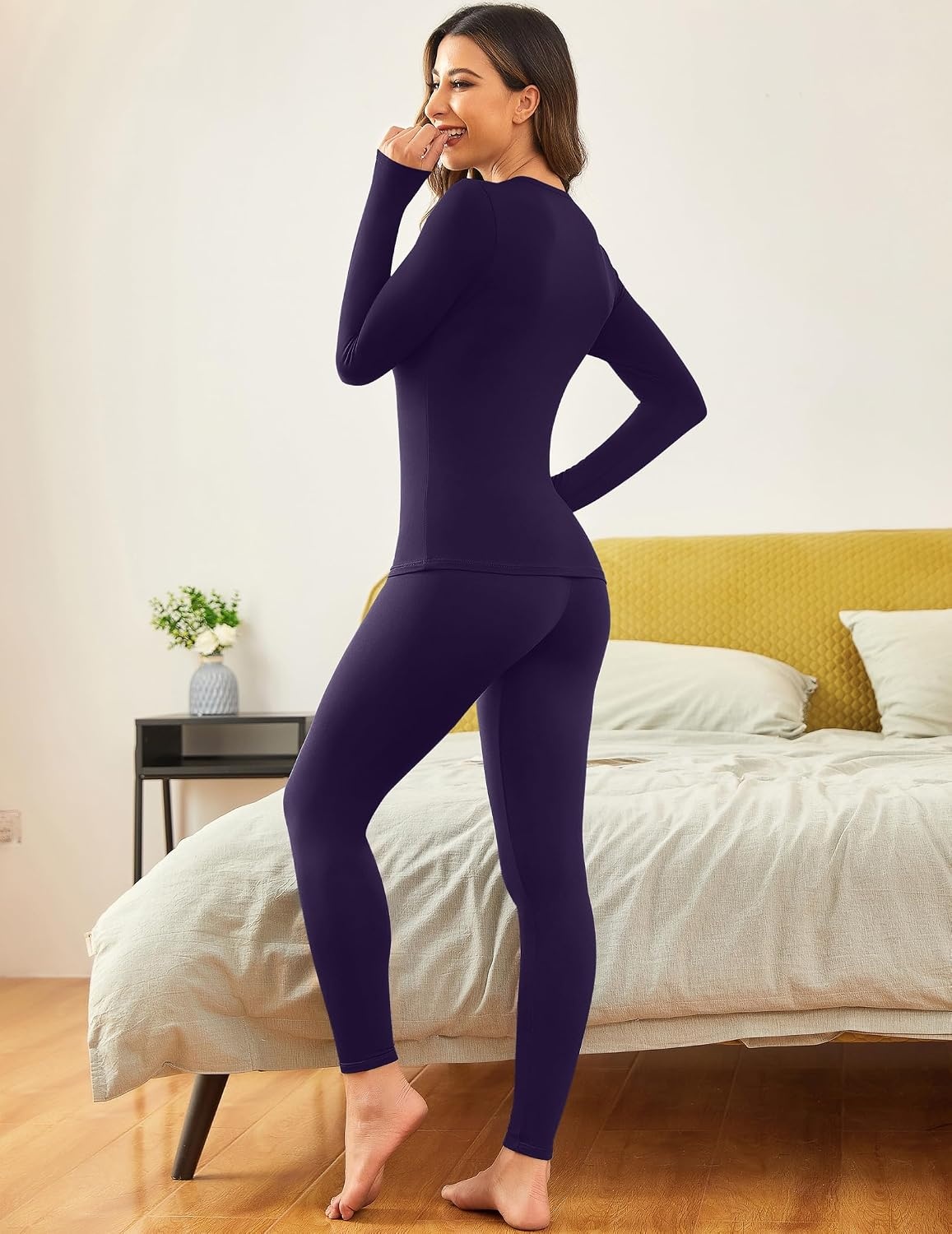 image:imageEkouaer Thermal Underwear for Women Long Johns Sets Lightweight Base LayerDeep Purple