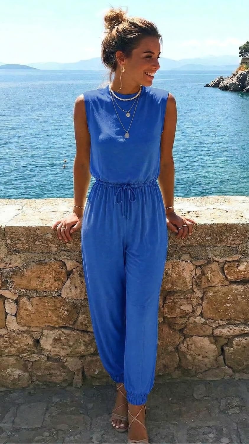 image:imageEkouaer Womens Jumpsuit Casual One Piece Summer Vacation Outfit with PocketBlue