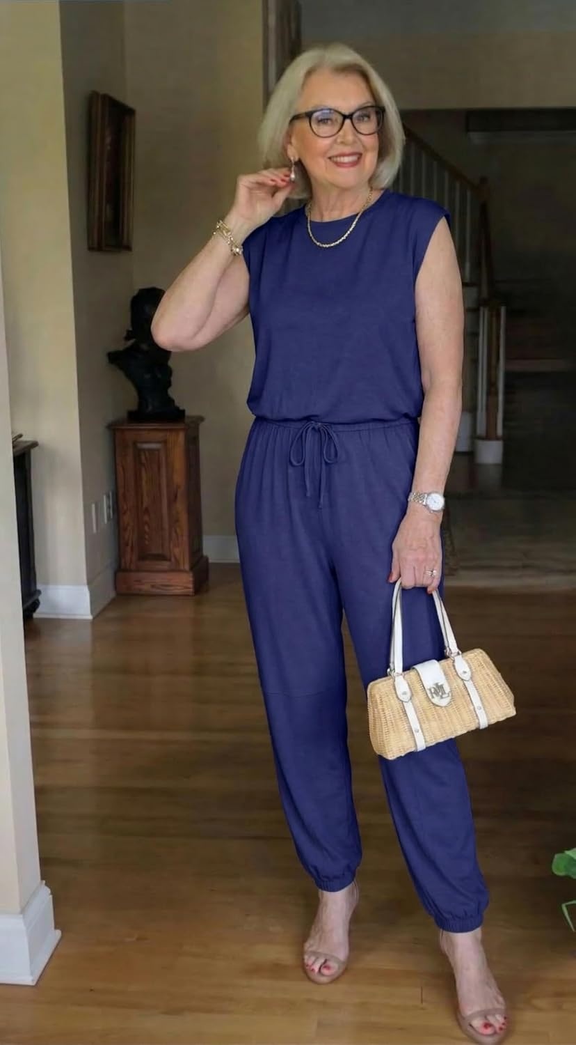 image:imageEkouaer Womens Jumpsuit Casual One Piece Summer Vacation Outfit with PocketNavy Blue