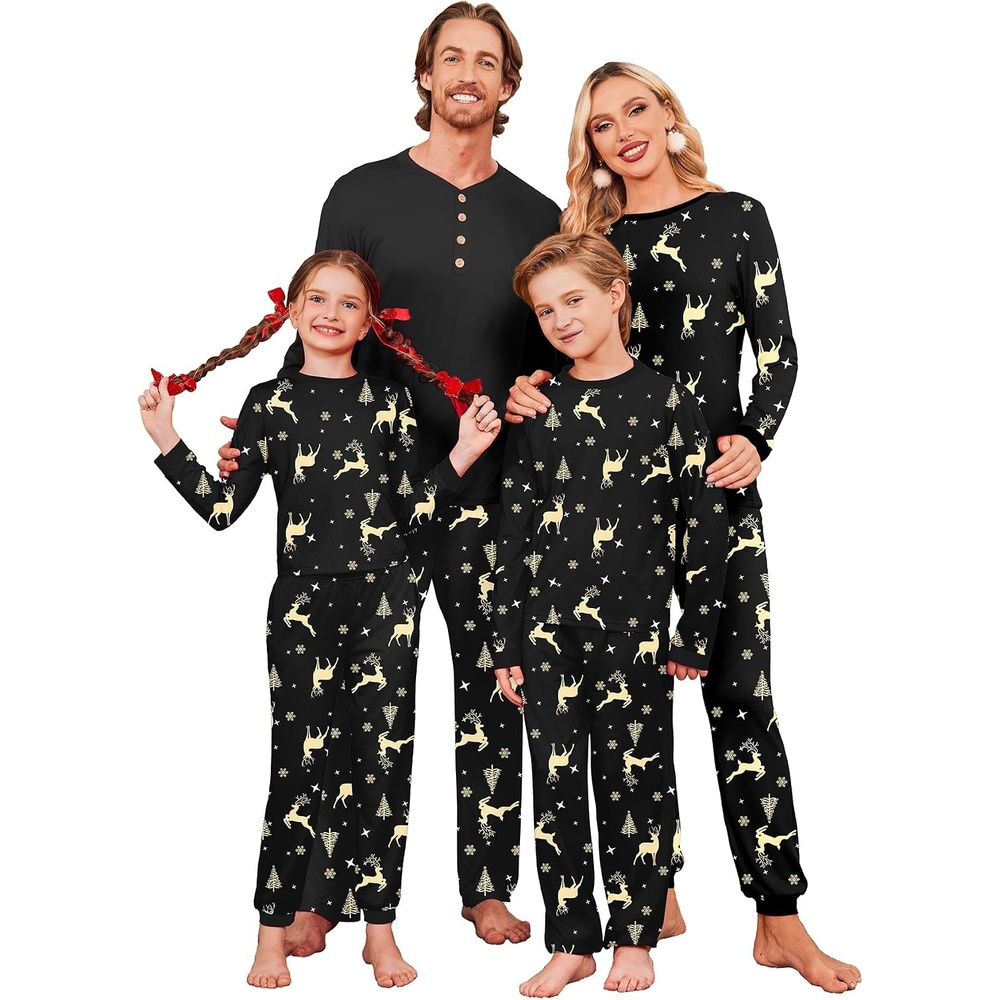 image:imageEkouaer Family Christmas Pajamas Matching Sets Pjs Holiday Lounge SetsChampagne Elk