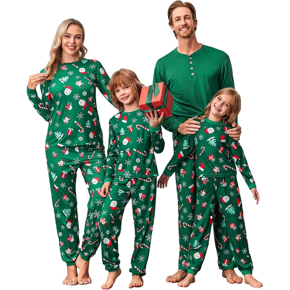 image:imageEkouaer Family Christmas Pajamas Matching Sets Pjs Holiday Lounge SetsGreenchristmas