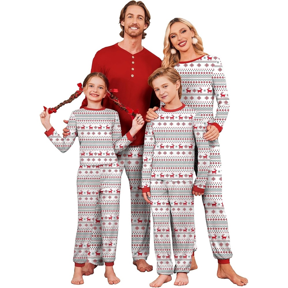 image:imageEkouaer Family Christmas Pajamas Matching Sets Pjs Holiday Lounge SetsRed Elk