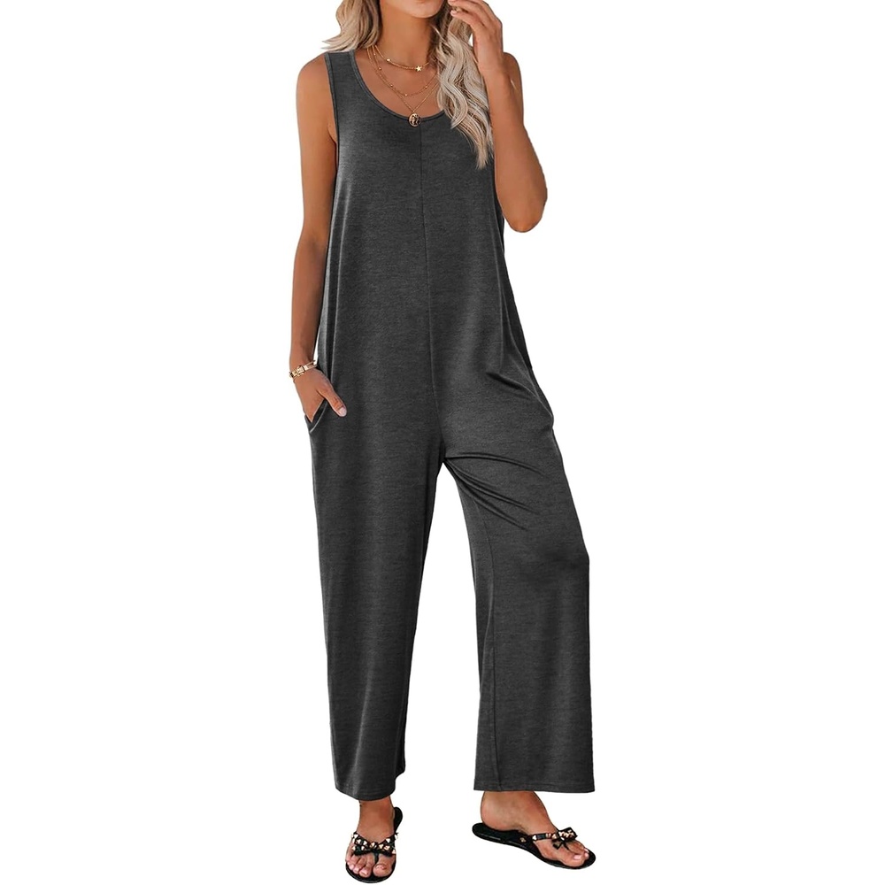 image:imageEkouaer Jumpsuits for Women Casual Summer Sleeveless Rompers Travel OutfitsDark Gray