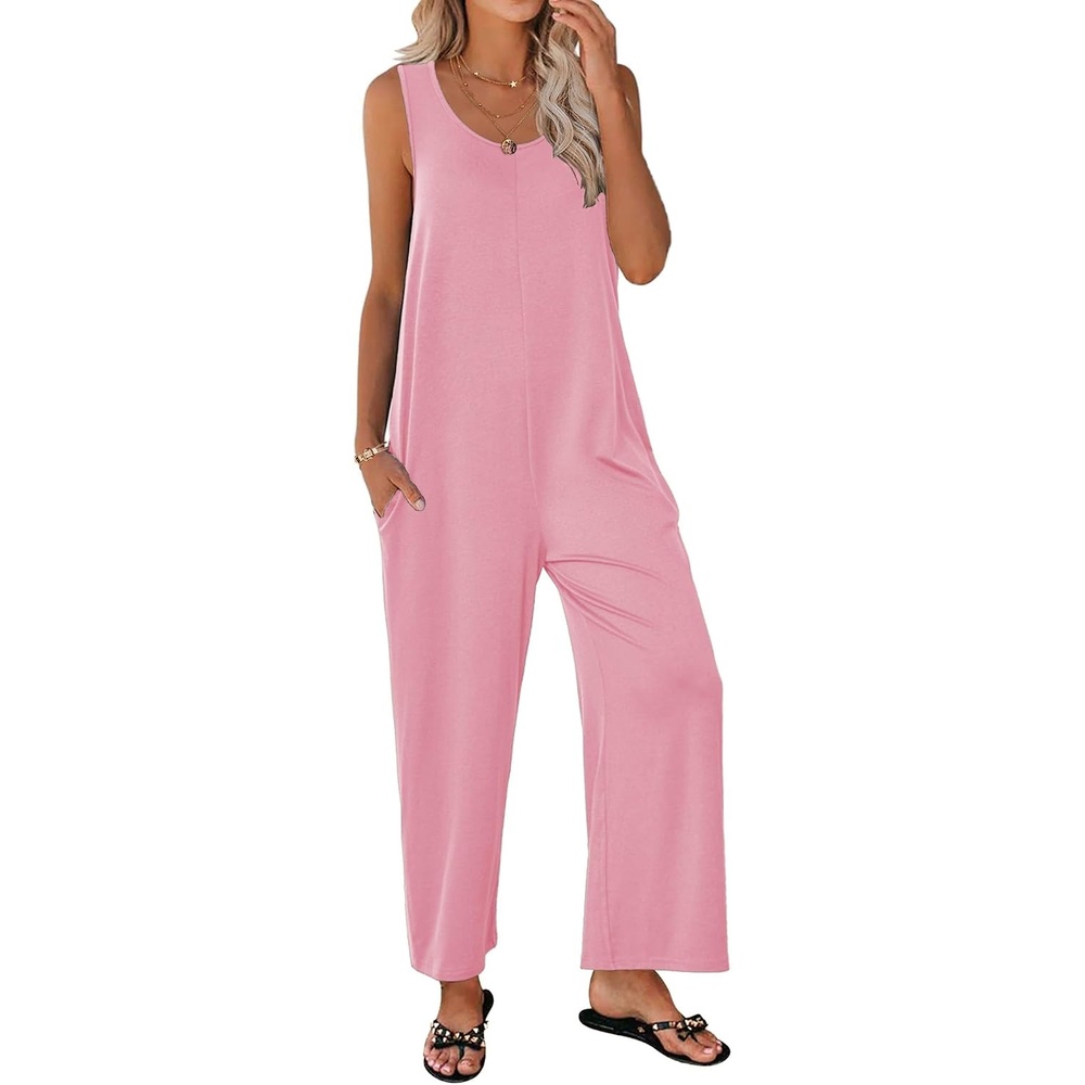 image:imageEkouaer Jumpsuits for Women Casual Summer Sleeveless Rompers Travel OutfitsPink