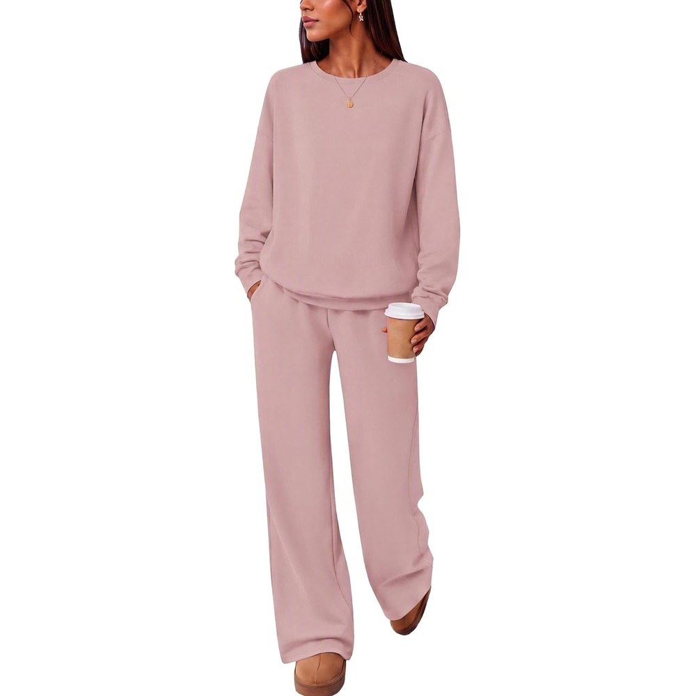 image:imageEkouaer Lounge Sets for Women Casual Long Sleeve and Long Pants Pajamas SetDusty Pink