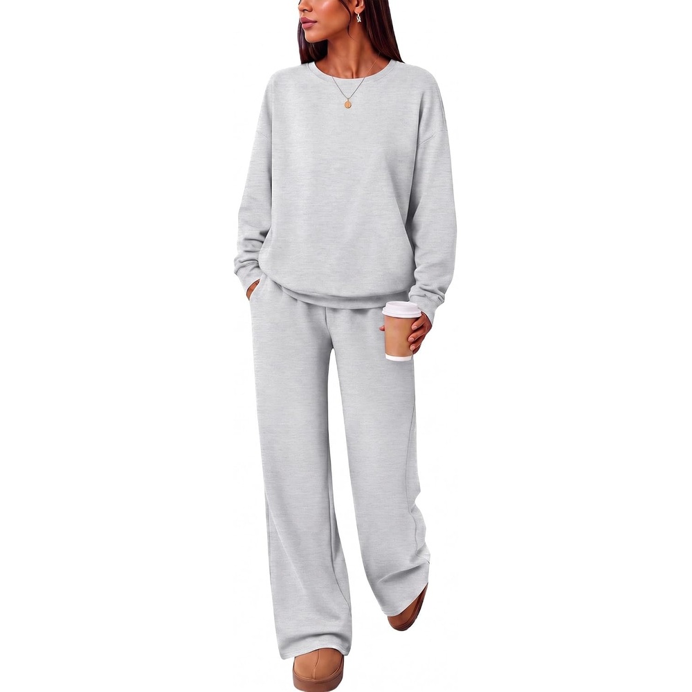 image:imageEkouaer Lounge Sets for Women Casual Long Sleeve and Long Pants Pajamas SetLight Grey