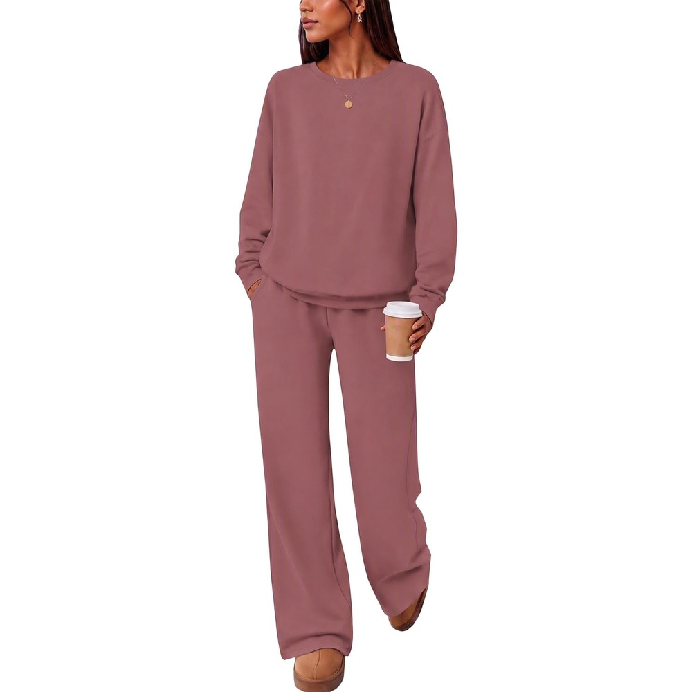 image:imageEkouaer Lounge Sets for Women Casual Long Sleeve and Long Pants Pajamas SetPurple Red