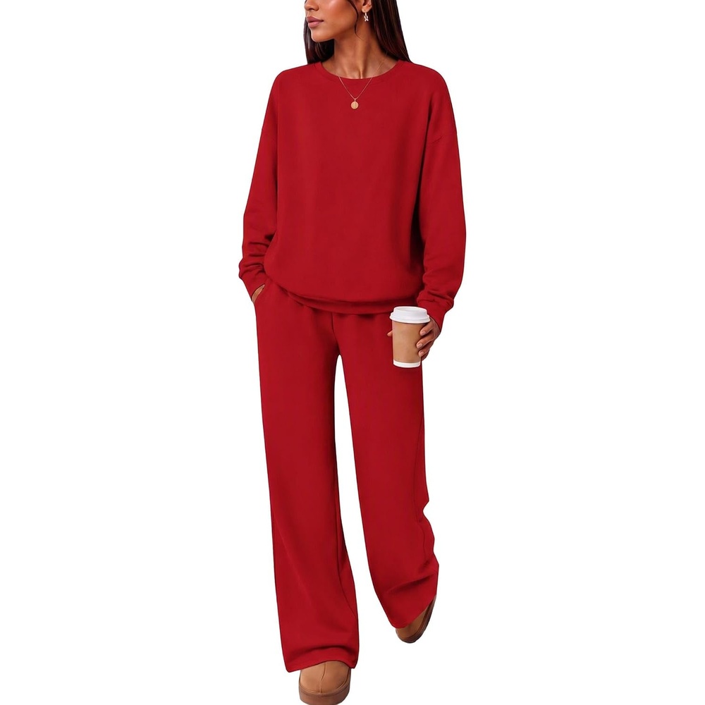 image:imageEkouaer Lounge Sets for Women Casual Long Sleeve and Long Pants Pajamas SetRed