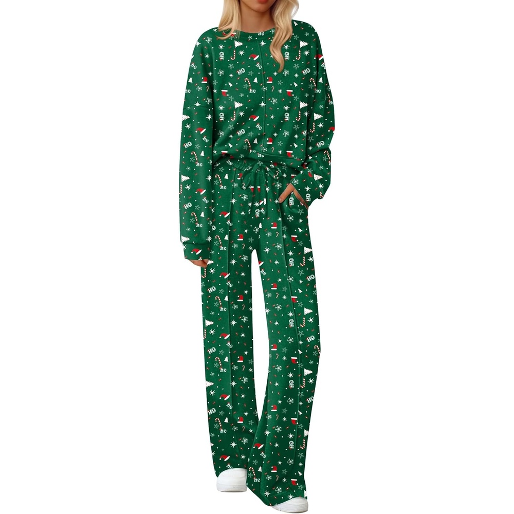 image:imageEkouaer Pajama Sets Women 2 Piece Long Sleeve Sleepwear Cozy Pjs LoungewearChristmas Green