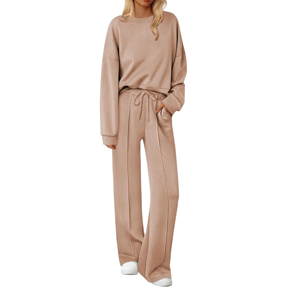 image:imageEkouaer Pajama Sets Women 2 Piece Long Sleeve Sleepwear Cozy Pjs LoungewearKhaki