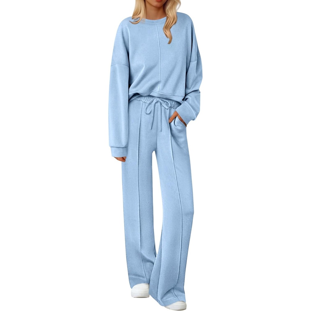 image:imageEkouaer Pajama Sets Women 2 Piece Long Sleeve Sleepwear Cozy Pjs LoungewearLight Blue